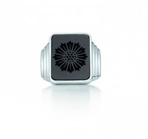 Tiffany Ziegfeld Collection daisy signet ring of black onyx in sterling silver - The Great Gatsby collection.PNG
